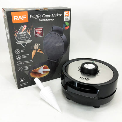 Электрическая вафельница RAF R.565 с антипригарным покрытием и конусом для трубочек