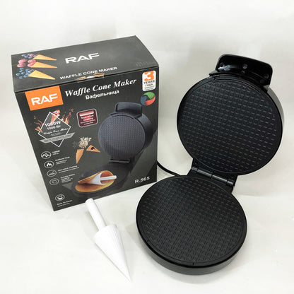 Электрическая вафельница RAF R.565 с антипригарным покрытием и конусом для трубочек