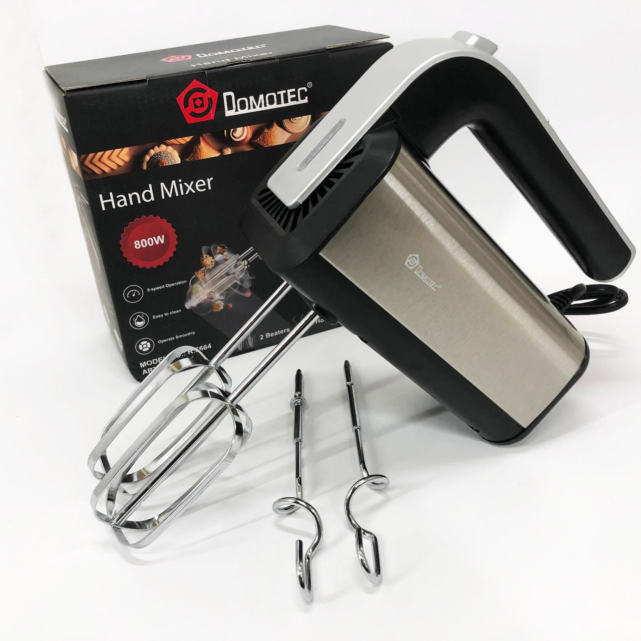 Миксер Domotec R.6664 5 скоростей, режим Турбо, Миксер электрический 800 Вт