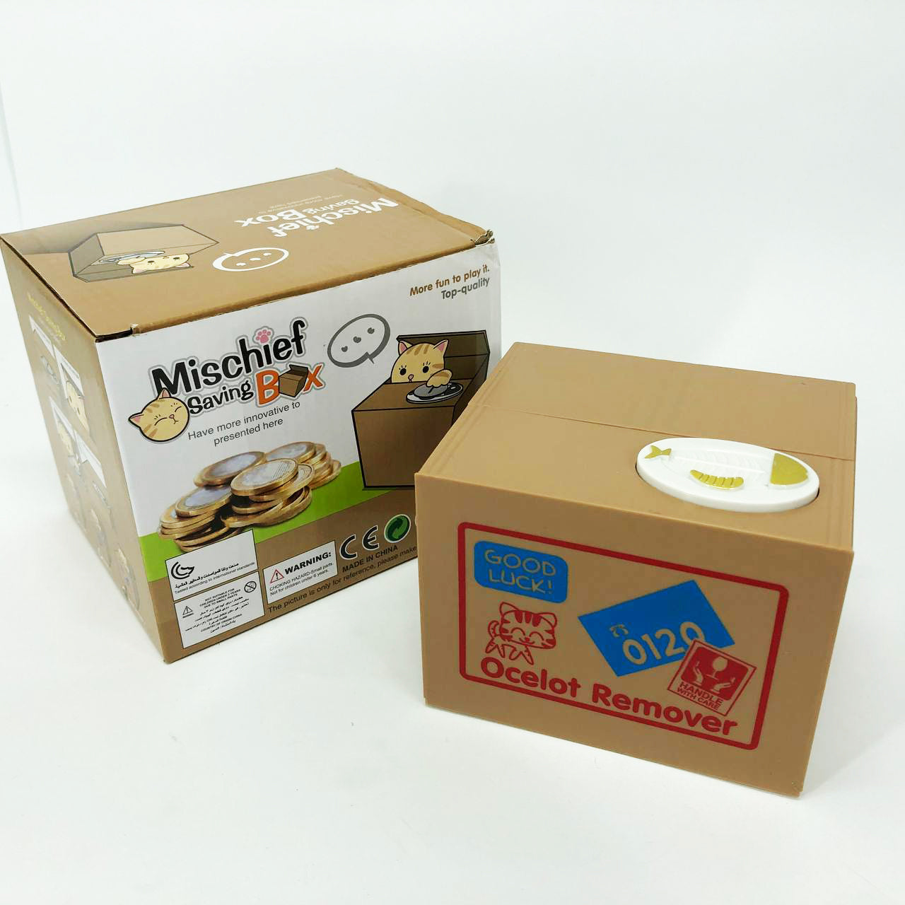 Детская сейф копилка воришка монет в коробке