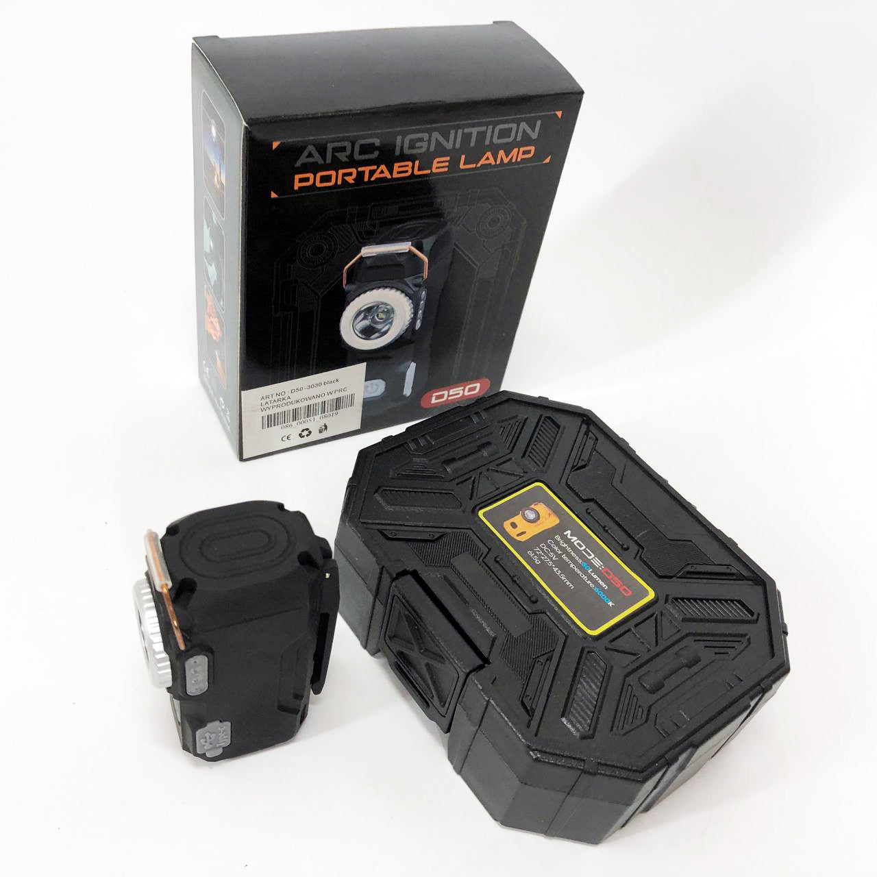 Багатофункціональний армійський ліхтар D50-SMD - індикація заряду, запальничка. Колір: чорний