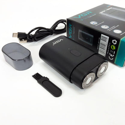 Мужская аккумуляторная мини электробритва VGR V-341 с двумя головками для бритья бороды и усов шейвер