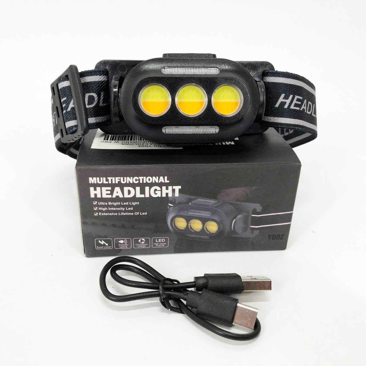 Фонарик налобный YD02-COB (White+red+blue), Налобные фонари для активных людей, фонарь для туризма