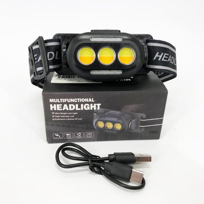 Фонарик налобный YD02-COB (White+red+blue), Налобные фонари для активных людей, фонарь для туризма