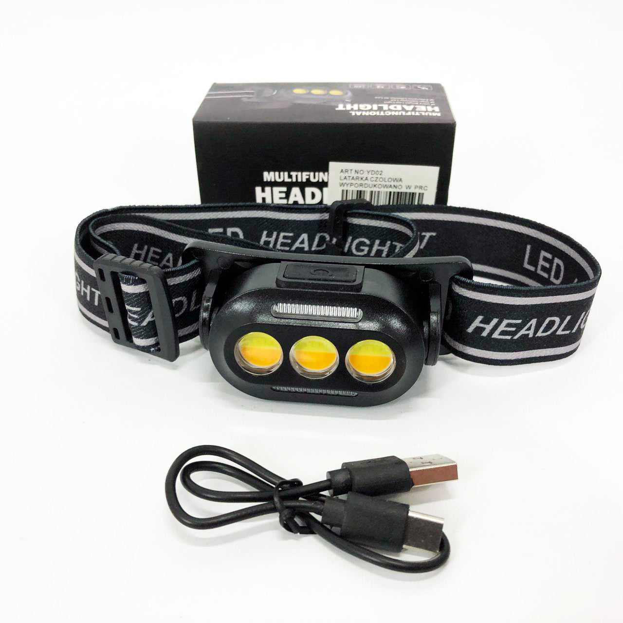 Фонарик налобный YD02-COB (White+red+blue), Налобные фонари для активных людей, фонарь для туризма