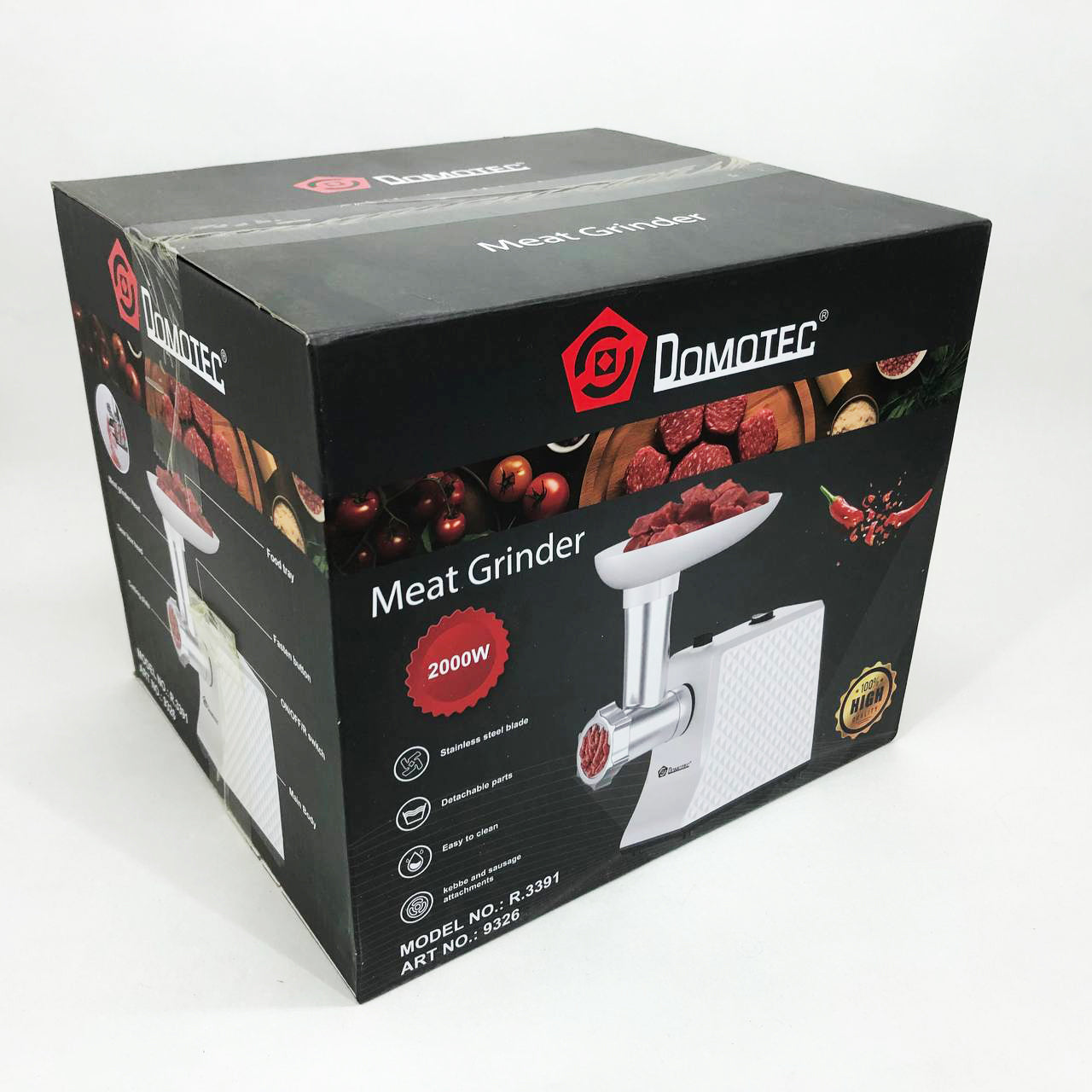 Электрическая Мясорубка Domotec R3391 2000W, Мощная компактная мясорубка для дома, Мясорубка 3 в 1