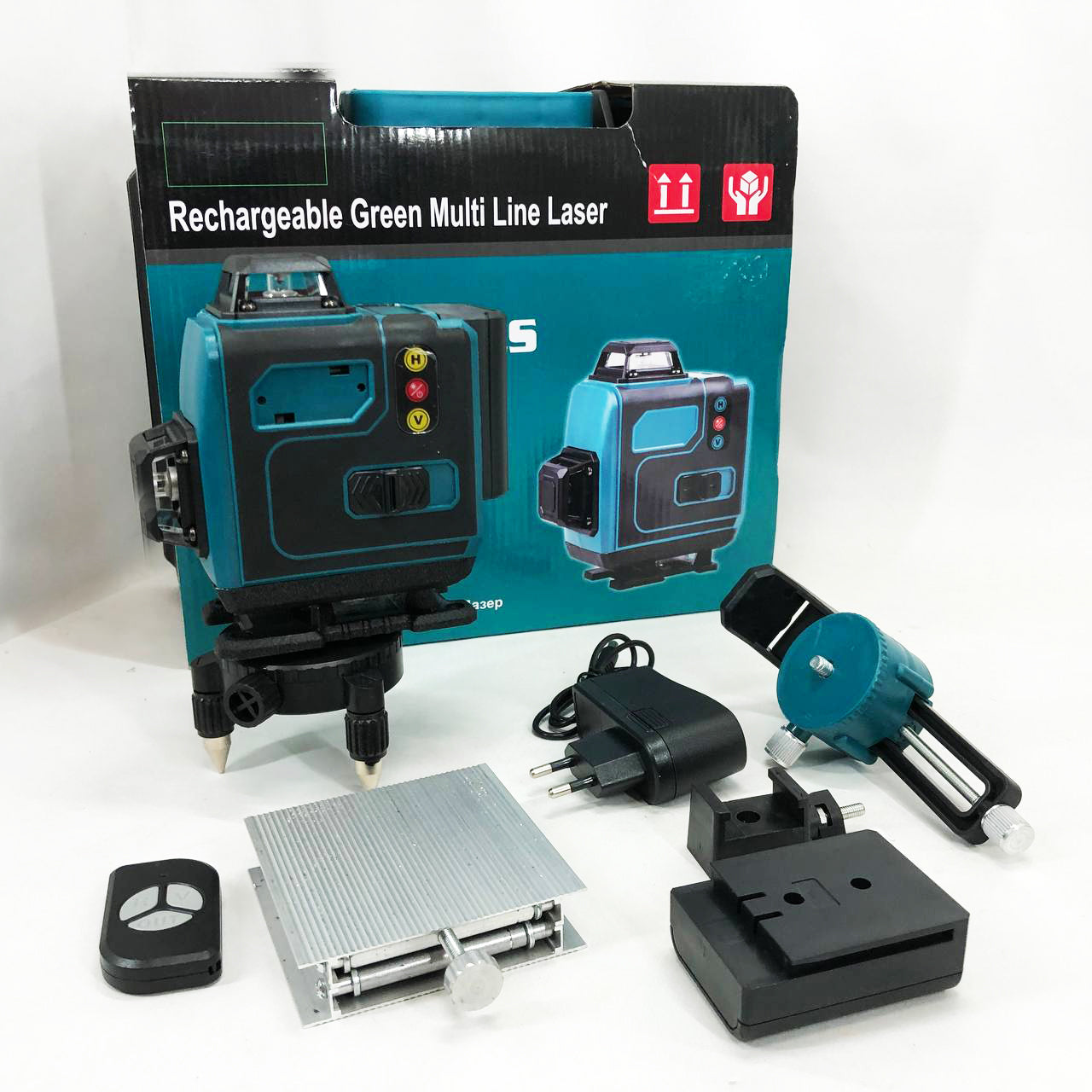 Уровень лазерный линейный нивелир аккумуляторный Laser 4D, 16 линий, рабочее растояние 30м, в чемодане