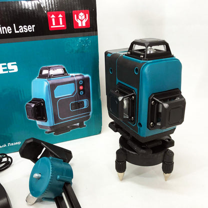 Уровень лазерный линейный нивелир аккумуляторный Laser 4D, 16 линий, рабочее растояние 30м, в чемодане