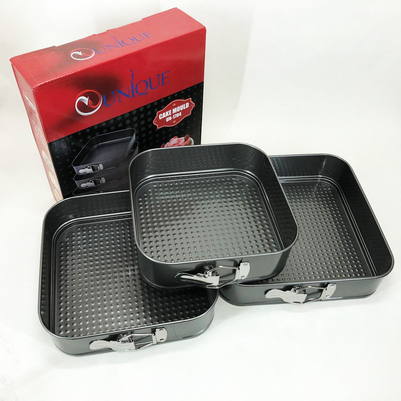 Набор квадратных разъемных форм для выпечки Unique UN-1704 20/22/24 см