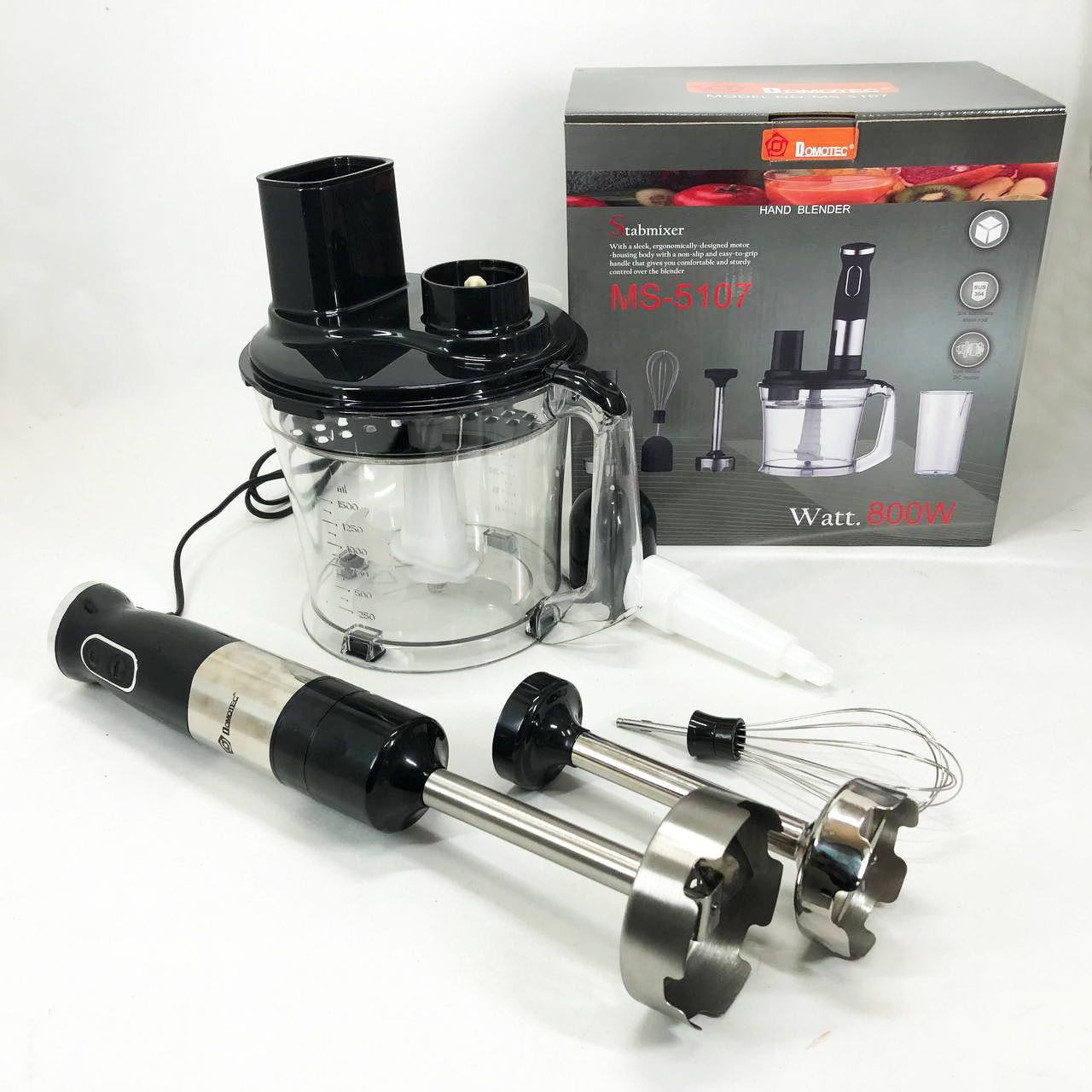 Блендер погружной многофункциональный 6 в 1 Domotec MS-5107 800 Вт, Мощный блендер для дома