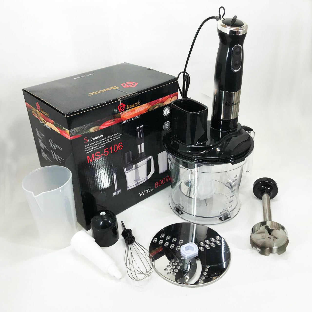 Блендер погружной многофункциональный 5-в-1 Domotec MS-5106 800 W, Портативный блендер измельчитель