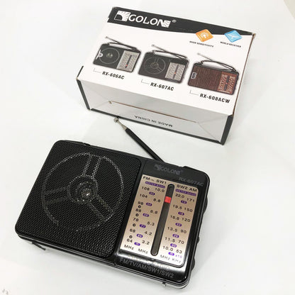 Портативный Радиоприёмник всеволновой GOLON RX-607 AC, Переносной приемник fm am, FM-приемники
