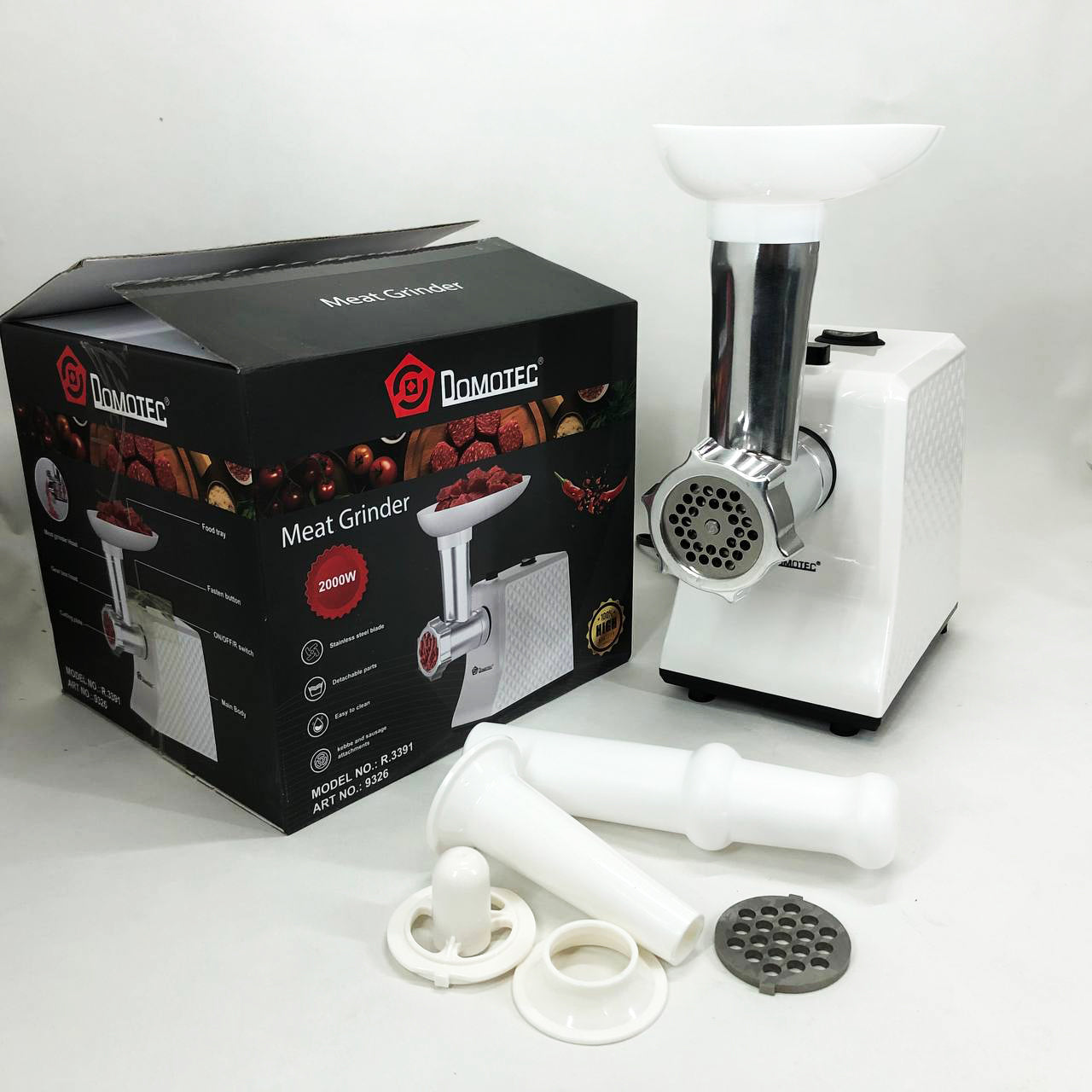 Электрическая Мясорубка Domotec R3391 2000W, Мощная компактная мясорубка для дома, Мясорубка 3 в 1