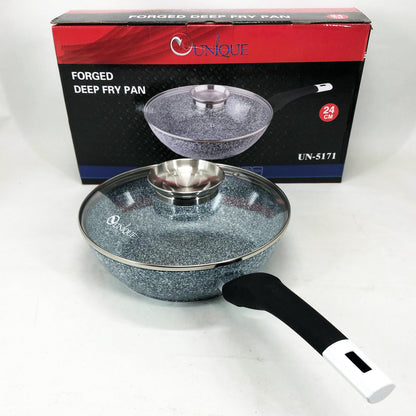 Сковорода глубокая с крышкой Unique UN-5171 24 см, Сковорода для приготовления на плите, удобная на кухню