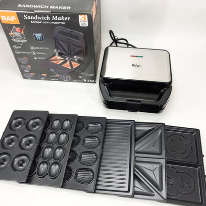 Мультимейкер RAF R.552 – 7 в 1: вафельница, гриль, сэндвичница, пончики, орешки, кексы, печенье, 800 Вт