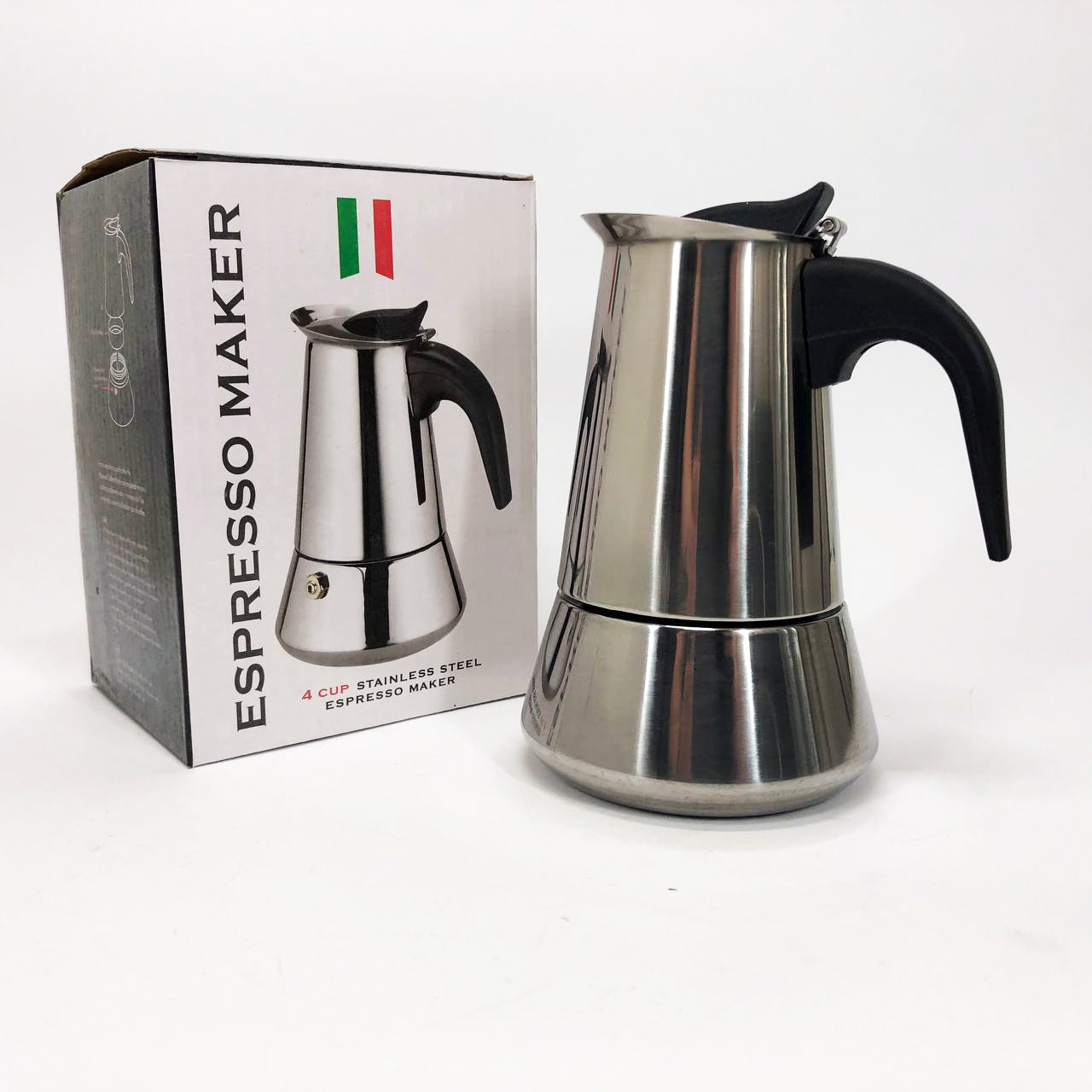 Кофеварка гейзерная из нержавеющей стали UNIQUE UN-1901 180 мл, Гейзер для варки кофе гейзерная кофеварка