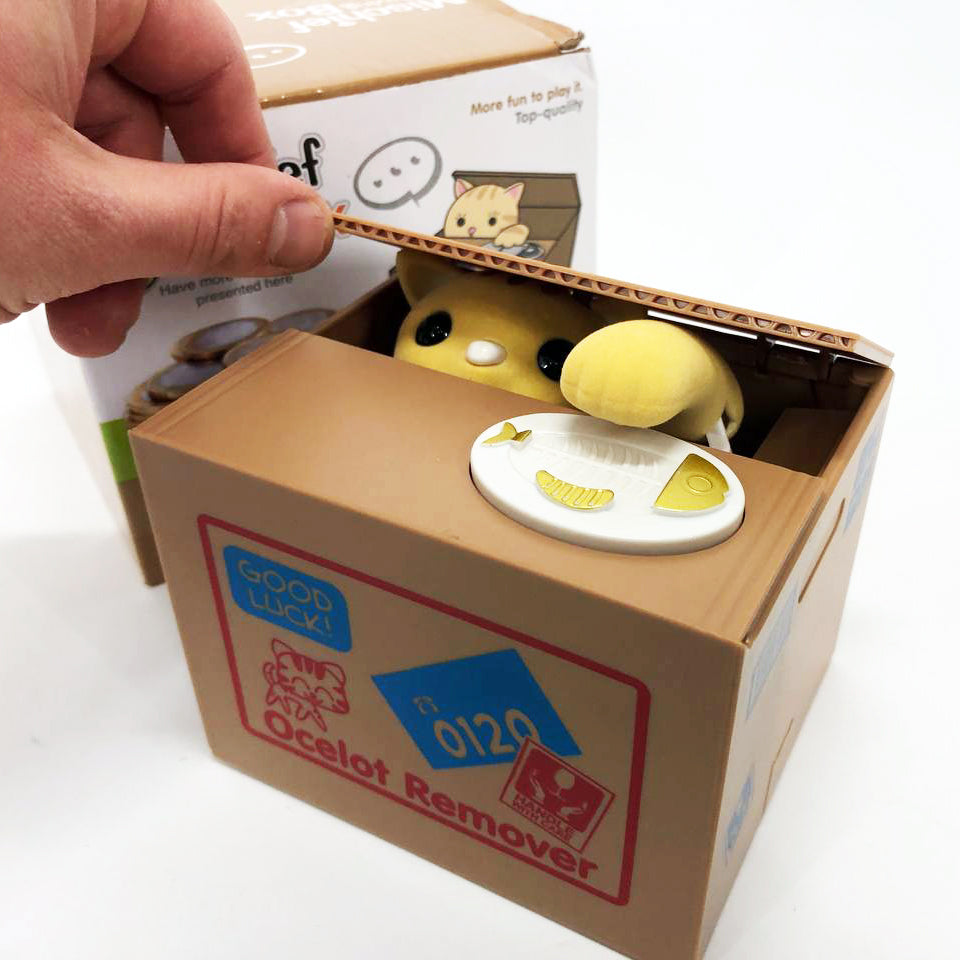 Детская сейф копилка воришка монет в коробке