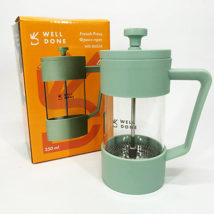 Френч-пресс Well Done WD-8053A мятный 350 мл, Чайник самовар стеклянный, Чайники для заварки