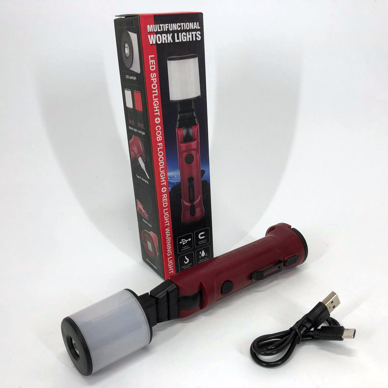 Фонарь аккумуляторный WORKLIGHT-072-XPE 10W 350Lm с крюком и магнитом, Многофункциональный led фонарь