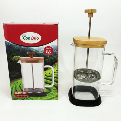 Френч-пресс Con Brio CB-6680W 800 мл, Френч-пресс с ручкой, Френч-пресс для кофе, Френч-пресс для чая