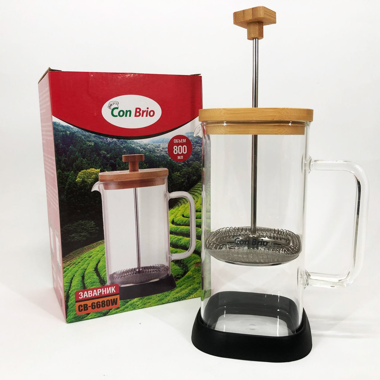 Френч-пресс Con Brio CB-6680W 800 мл, Френч-пресс с ручкой, Френч-пресс для кофе, Френч-пресс для чая