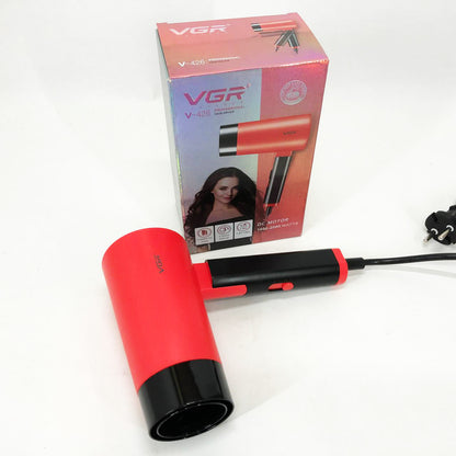 Фен со складной ручкой для волос VGR V-426 2000Вт, Стильный фен для укладки волос. Цвет: красный