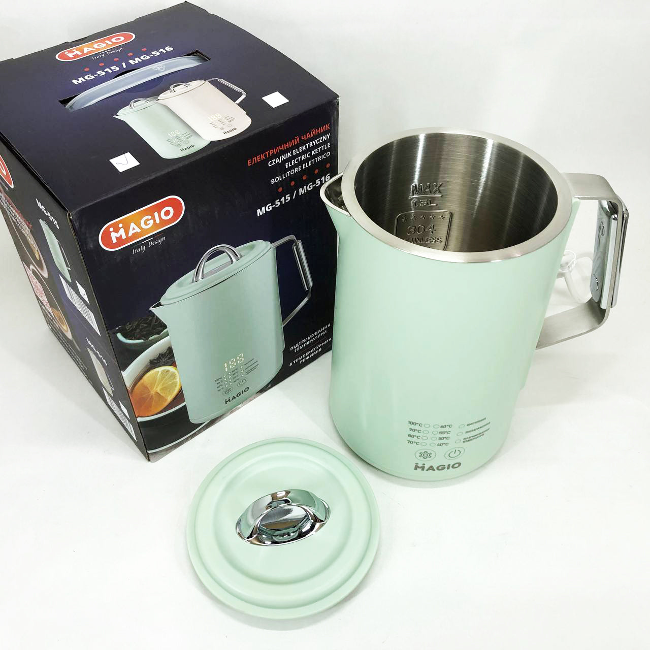 Электрочайник Magio MG-515, 1.5 л, 1500 Вт, с двойными стенками и регулировкой температуры
