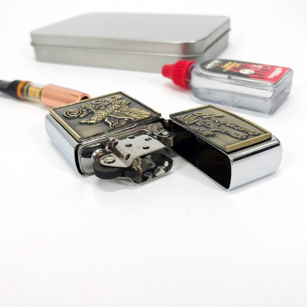 Зажигалка бензиновая в подарочной коробке N12, подарочные прикольные зажигалки, подарок зажигалка парню