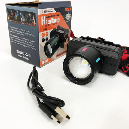 Фонарь налобный KX-1832-TG, Мощный фонарь для рыбалки, Фонарик на голову для домашних работ