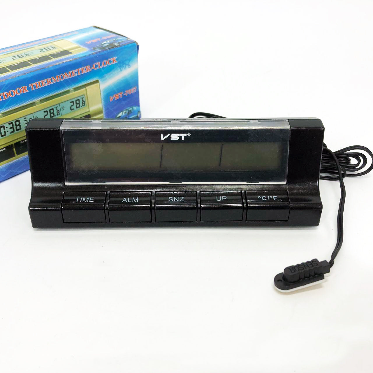 Авточасы с термометром VST-7037