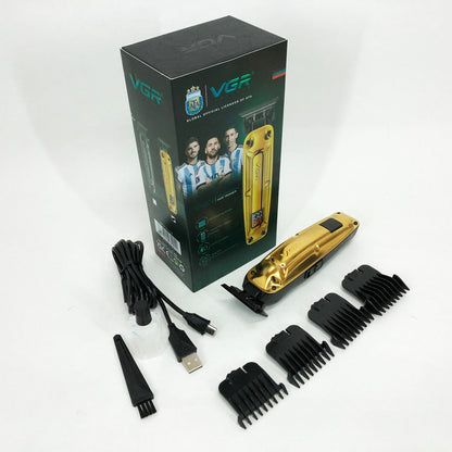 Аккумуляторная машинка VGR V-904 для стрижки волос VGR, машинка с дисплеем и сменными насадками