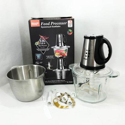 Блендер-измельчитель RAF R.7028 2 в 1, 300 Вт, 2 чаши, Бытовой мощный измельчитель продуктов
