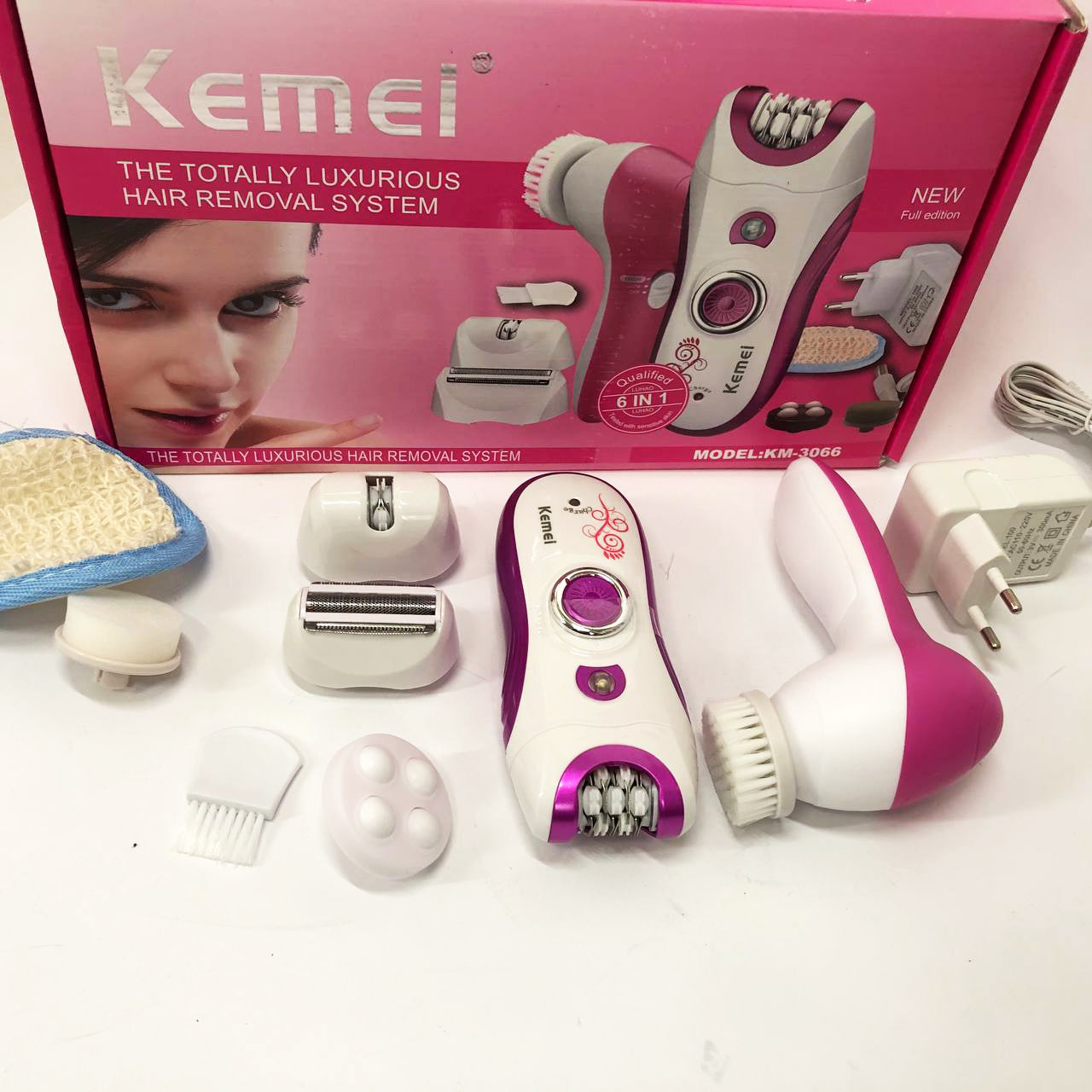 Эпилятор женский многофункциональный 6 в 1 пинцетный Kemei KM-3066 Х массажер уход за кожей 2 скорости