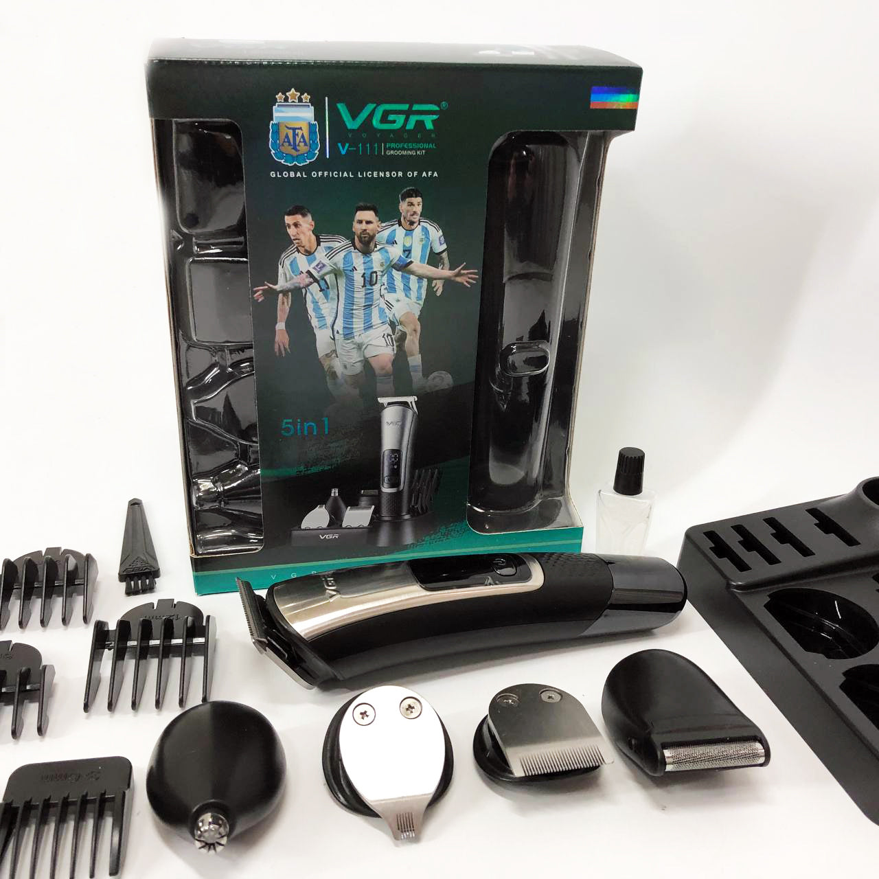 Набор для стрижки VGR 5 в 1 V-111, 9 насадок, Аккумуляторный универсальный триммер для стрижки