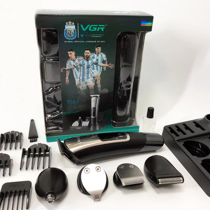 Набор для стрижки VGR 5 в 1 V-111, 9 насадок, Аккумуляторный универсальный триммер для стрижки