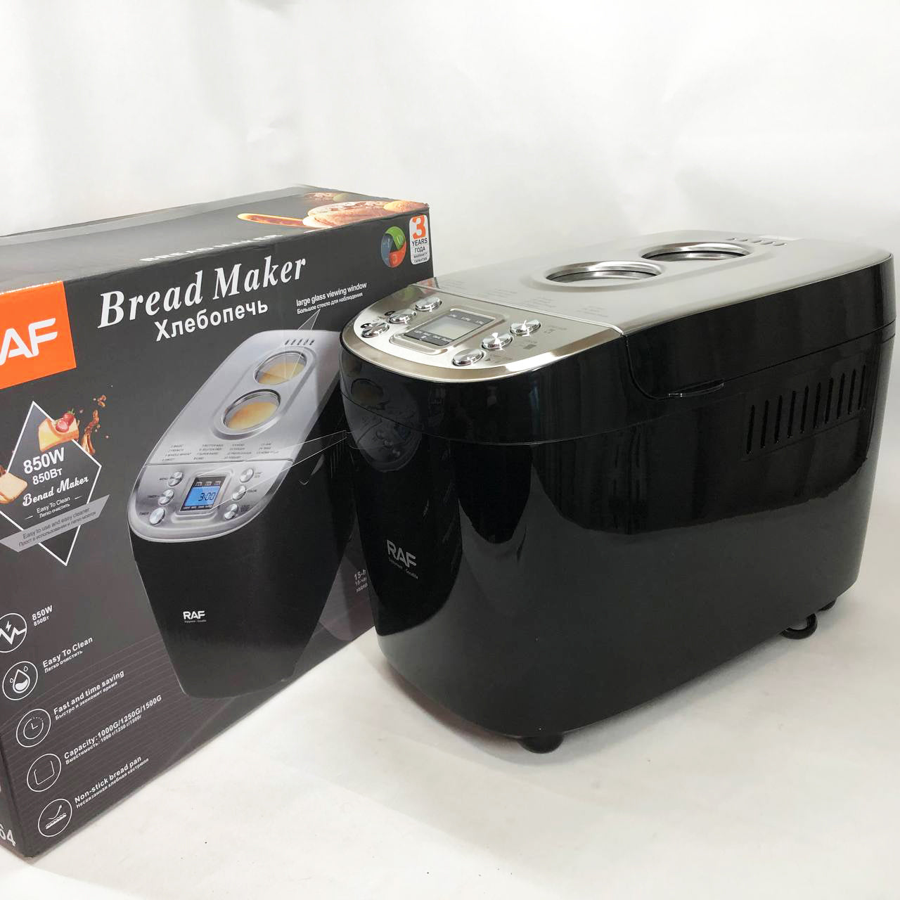 Хлебопечка RAF R.564, 15 программ, 1000-1500 г, с таймером и антипригарным покрытием