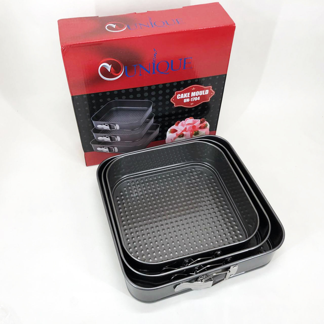Набор квадратных разъемных форм для выпечки Unique UN-1704 20/22/24 см