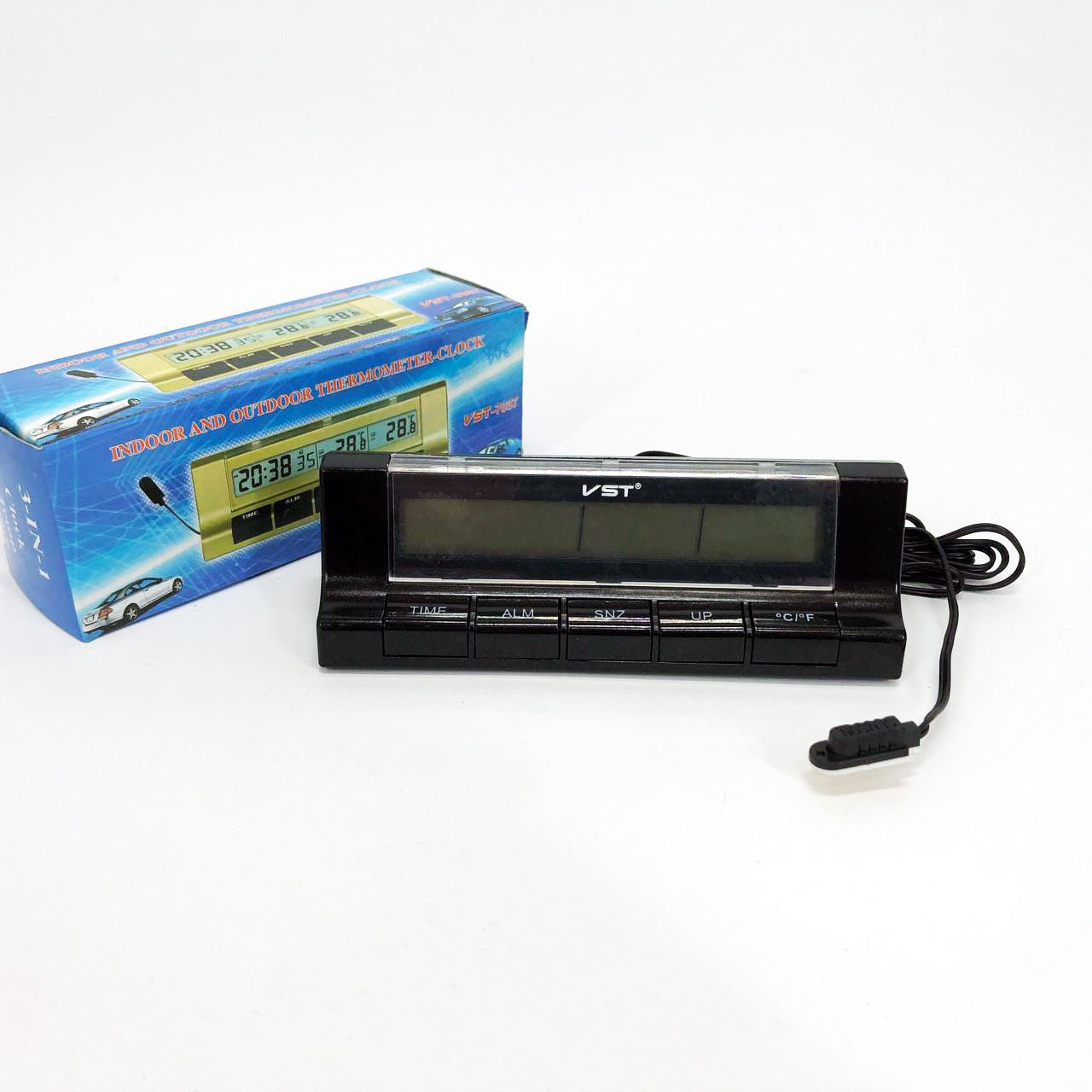 Авточасы с термометром VST-7037