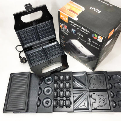 Вафельница бутербродница сендвичница гриль электрическая 8 в 1 RAF R.551 850W Мультипекарь со 8 формами