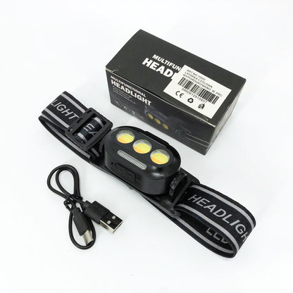 Фонарик налобный YD02-COB (White+red+blue), Налобные фонари для активных людей, фонарь для туризма