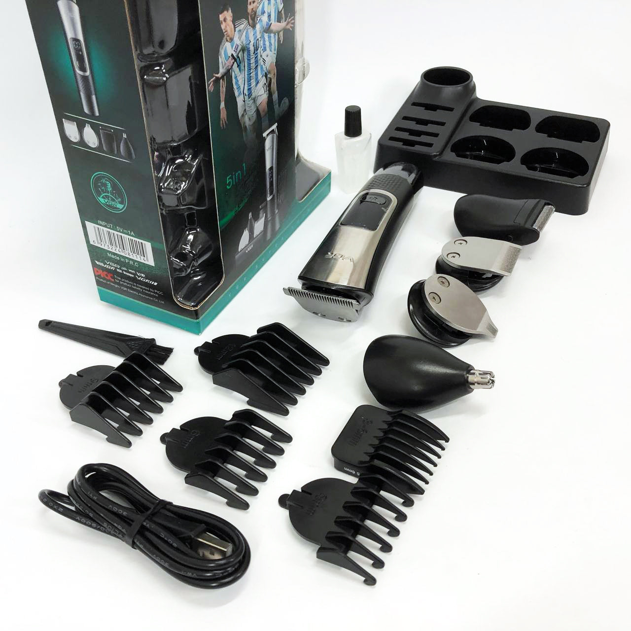 Набор для стрижки VGR 5 в 1 V-111, 9 насадок, Аккумуляторный универсальный триммер для стрижки