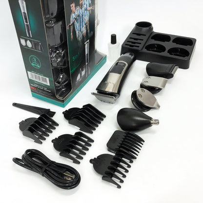 Набор для стрижки VGR 5 в 1 V-111, 9 насадок, Аккумуляторный универсальный триммер для стрижки