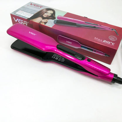 Широкий утюжок для выпрямления волос VGR V-506 мощностью 55 Вт с LED дисплеем 130-210 градусов розовый
