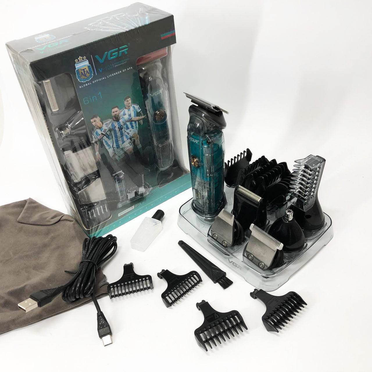 Машинка для стрижки волос, носа, бороды, бритва VGR V-102 5в1 беспроводной триммер с дисплеем