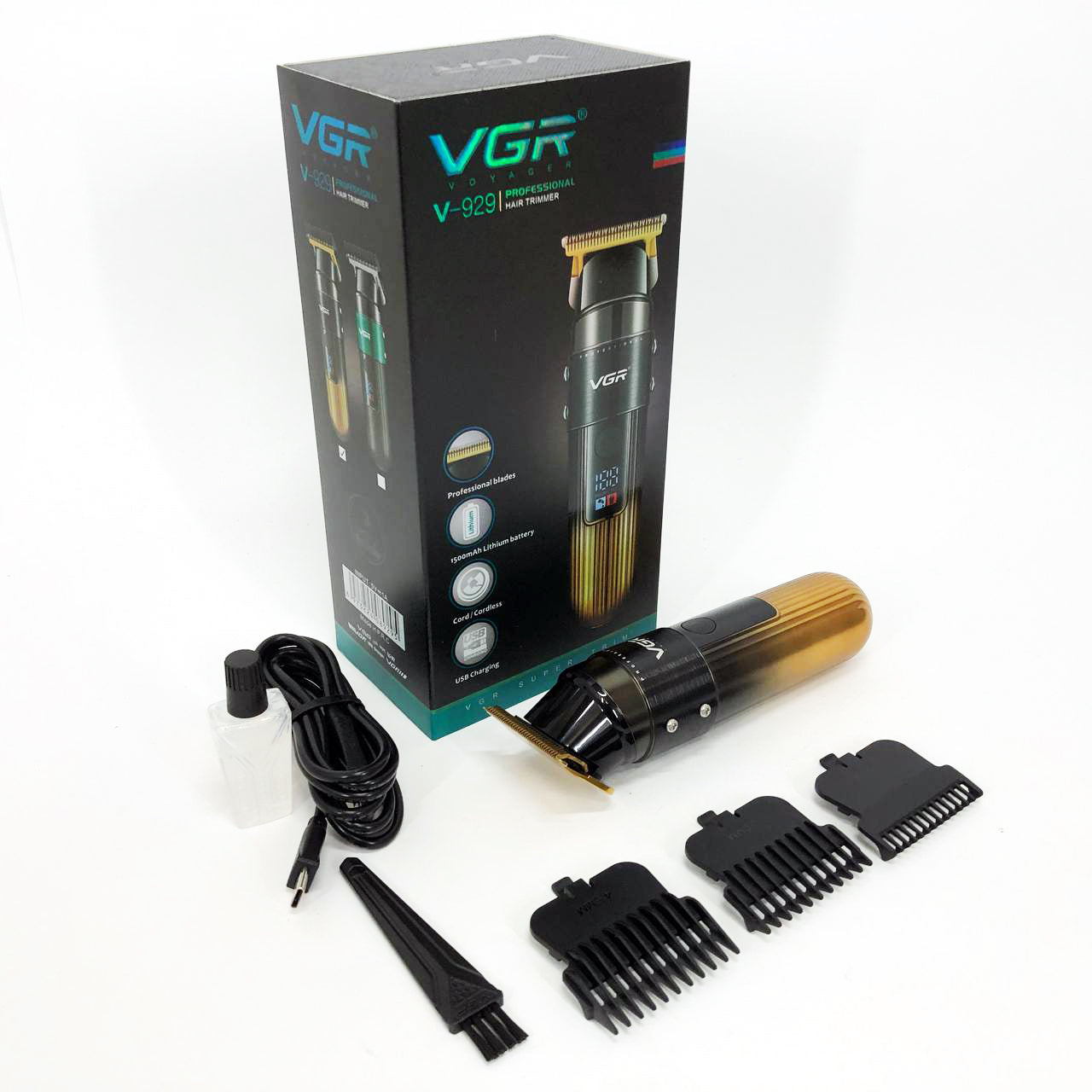 Машинка для стрижки волос VGR V-929 аккумуляторная, Машинка окантовочная профессиональная для бороды
