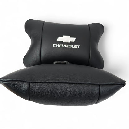 Автомобильные подушки Chevrolet из натуральной итальянской кожи + кожаный брелок в подарок