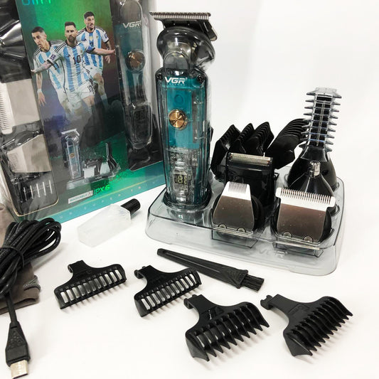 Машинка для стрижки волос, носа, бороды, бритва VGR V-102 5в1 беспроводной триммер с дисплеем