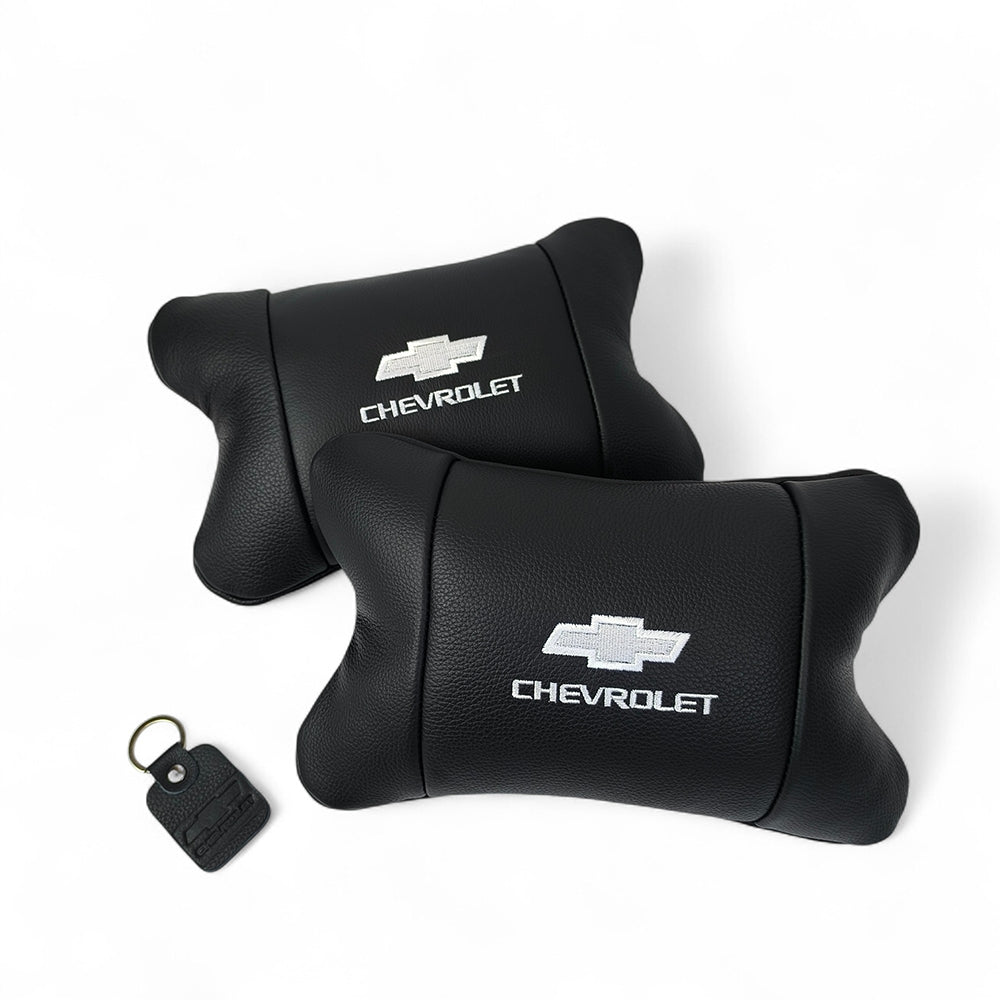Автомобильные подушки Chevrolet из натуральной итальянской кожи + кожаный брелок в подарок