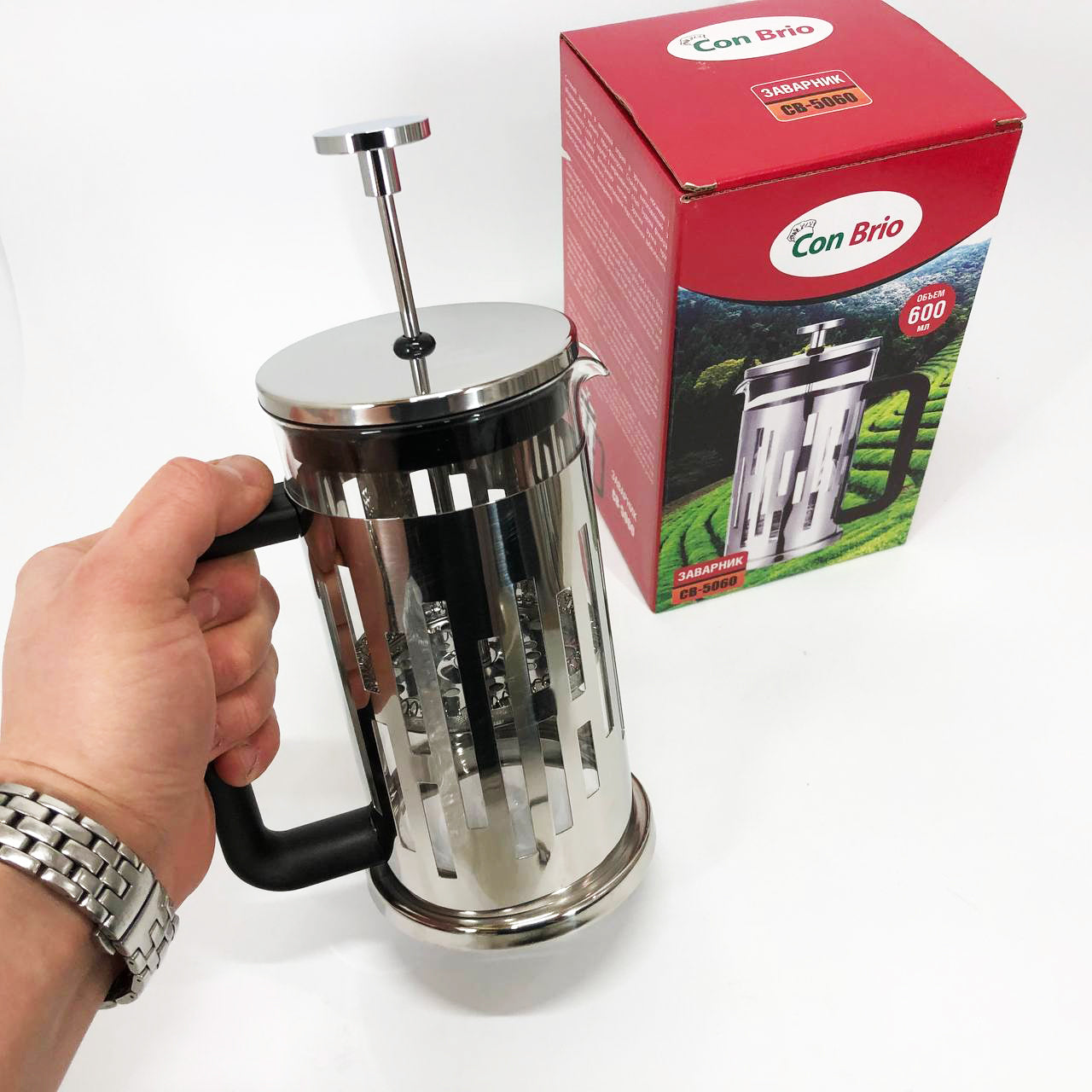 Заварник Con Brio CB-5060 Френч-пресс 600 мл,  Чайник самовар стеклянный, Заварники для чая и кофе