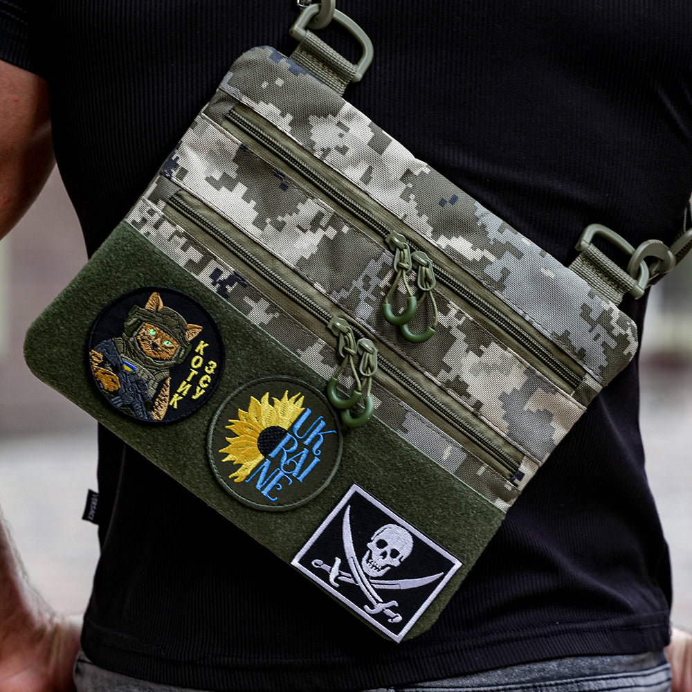 Нагрудна чоловіча сумка тактична тканинна, Нагрудна сумка кобура, Чоловіча тактична сумка барсетка